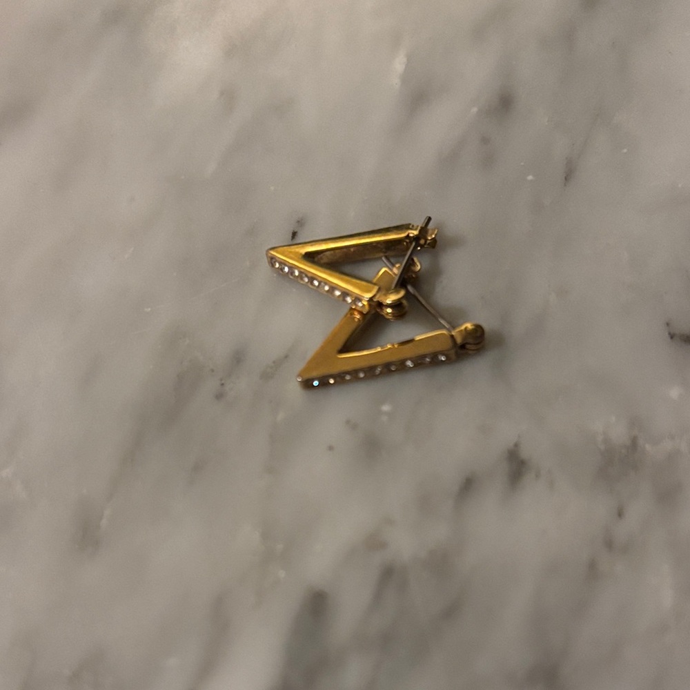 Gold Triangle Earrings with diamond Accents